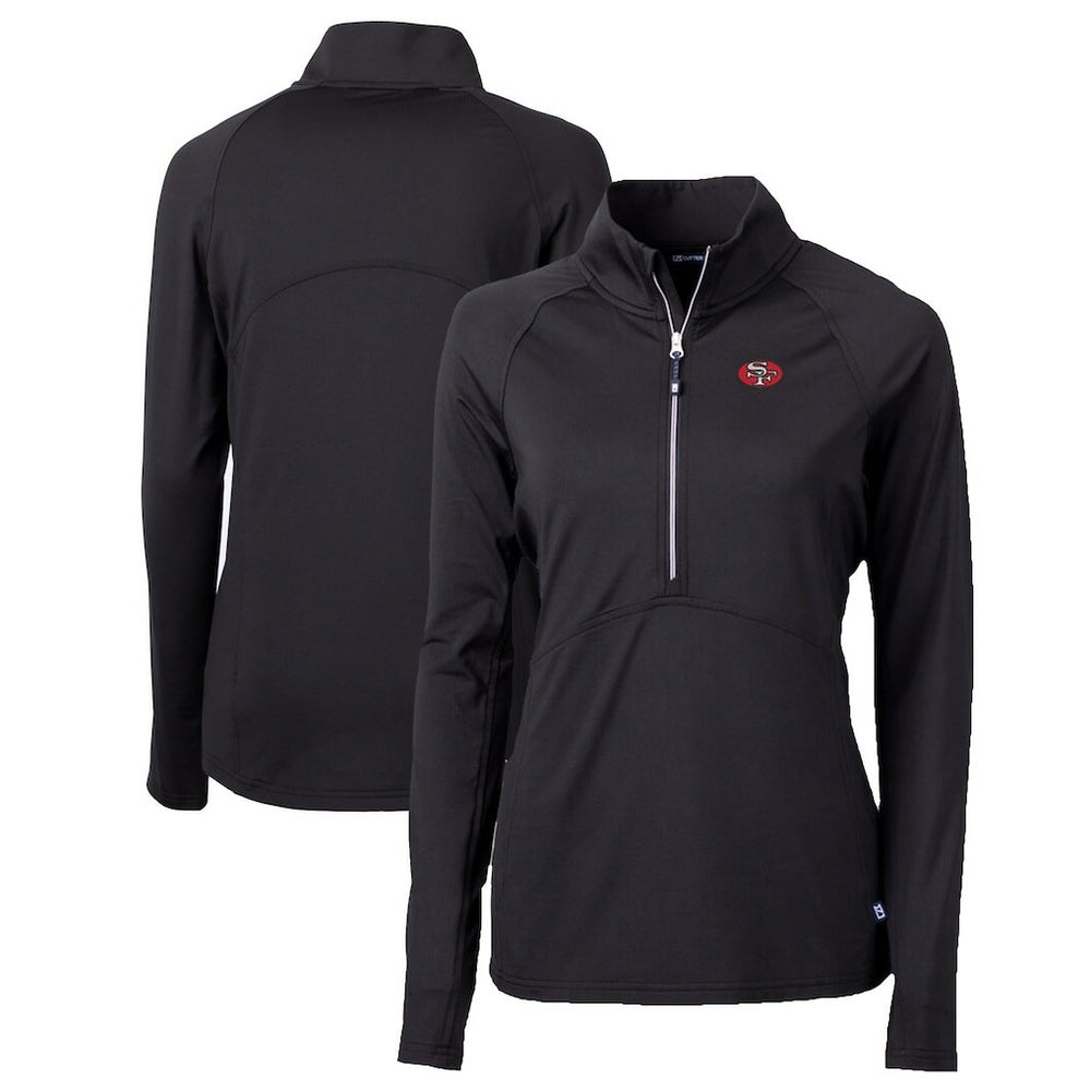 San Francisco 49ers Cutter & Buck Women's Throwback Logo Adapt Eco Knit Stretch Recycled Half-Zip Pullover Top Black | NFL