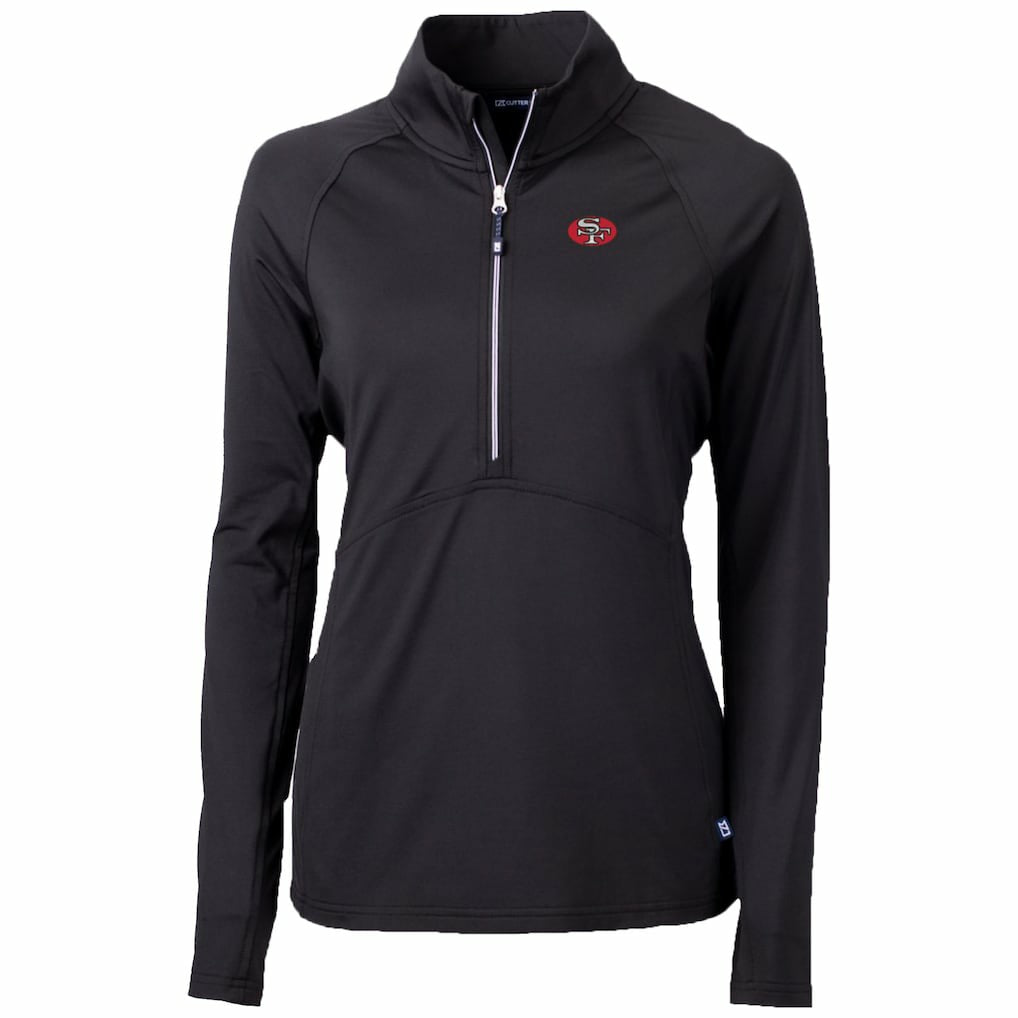 San Francisco 49ers Cutter & Buck Women's Throwback Logo Adapt Eco Knit Stretch Recycled Half-Zip Pullover Top Black | NFL