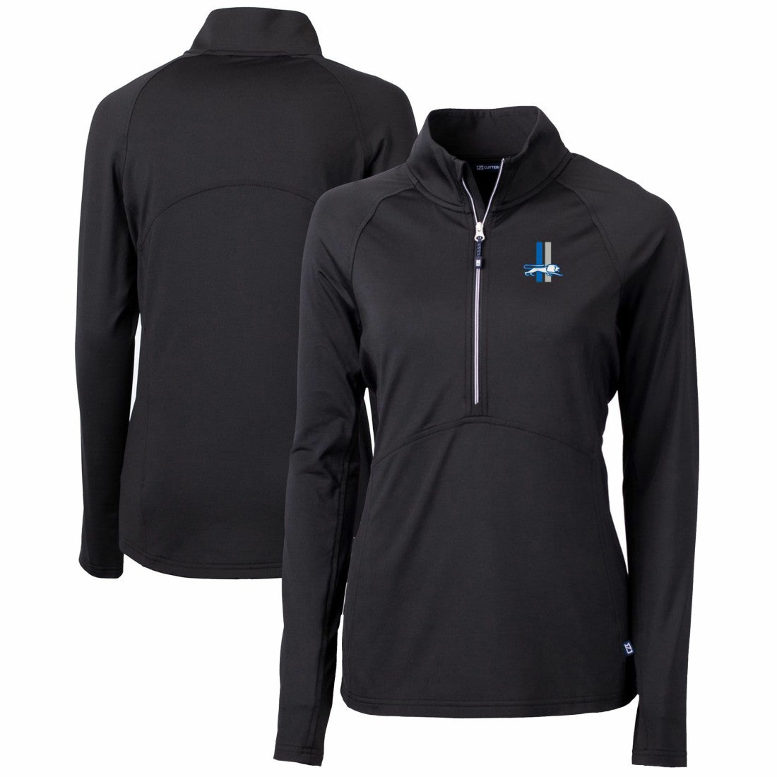 Detroit Lions Cutter & Buck Women's Throwback Logo Adapt Eco Knit Stretch Recycled Half-Zip Pullover Top Black | NFL