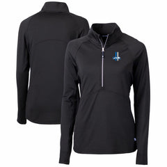 Detroit Lions Cutter & Buck Women's Throwback Logo Adapt Eco Knit Stretch Recycled Half-Zip Pullover Top Black | NFL