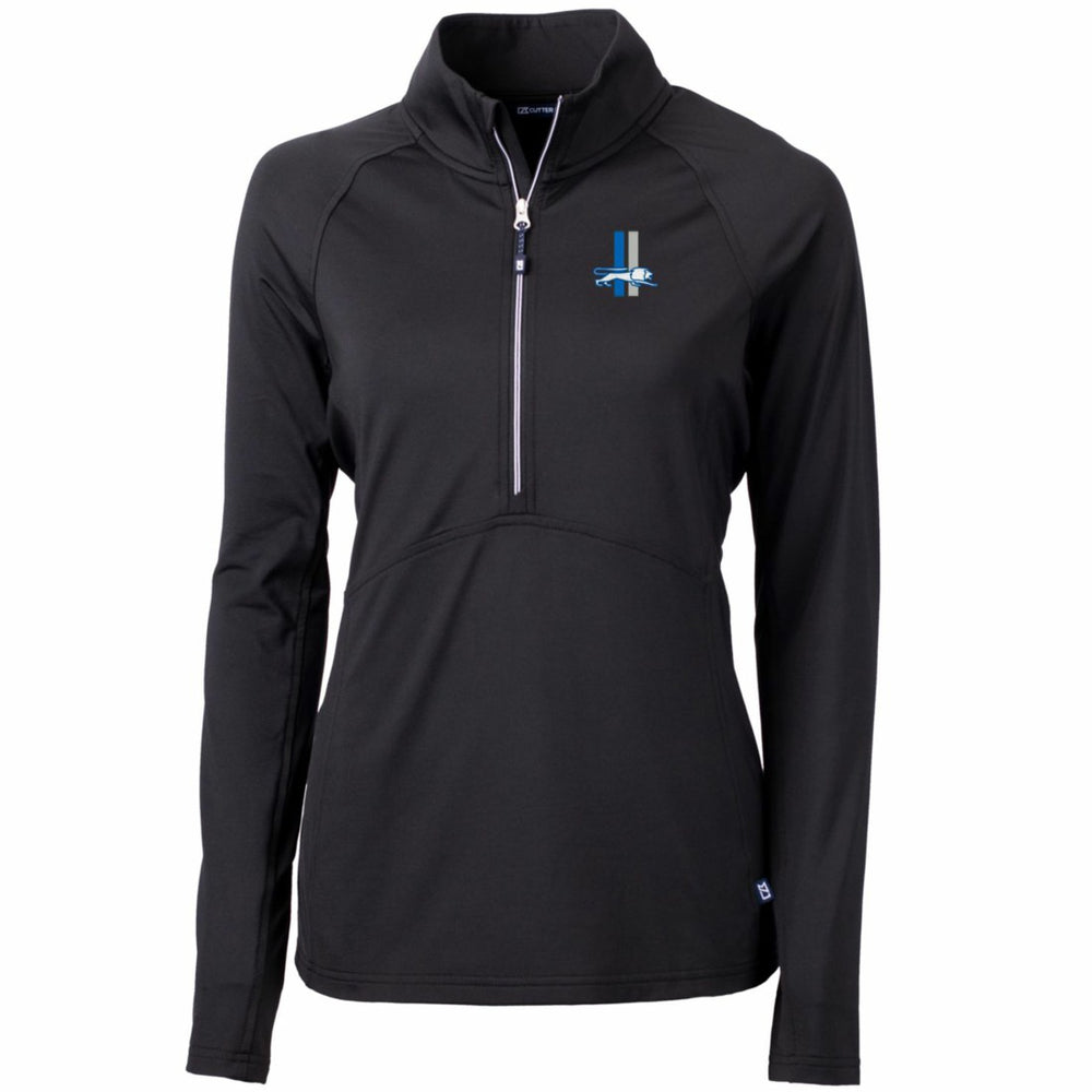 Detroit Lions Cutter & Buck Women's Throwback Logo Adapt Eco Knit Stretch Recycled Half-Zip Pullover Top Black | NFL