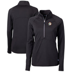 Miami Dolphins Cutter & Buck Women's Throwback Logo Adapt Eco Knit Stretch Recycled Half-Zip Pullover Top Black | NFL