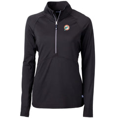 Miami Dolphins Cutter & Buck Women's Throwback Logo Adapt Eco Knit Stretch Recycled Half-Zip Pullover Top Black | NFL