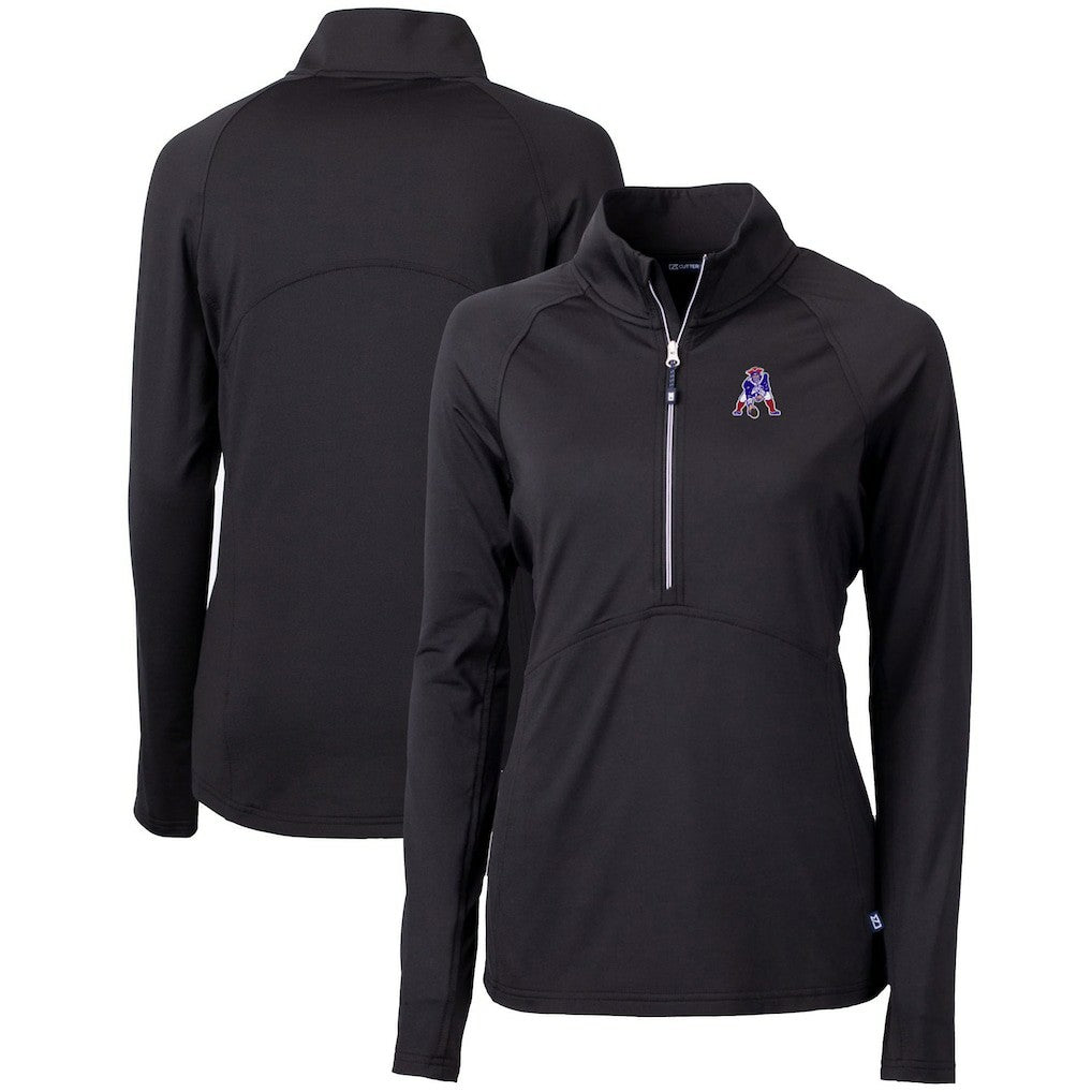 New England Patriots Cutter & Buck Women's Throwback Logo Adapt Eco Knit Stretch Recycled Half-Zip Pullover Top Black | NFL