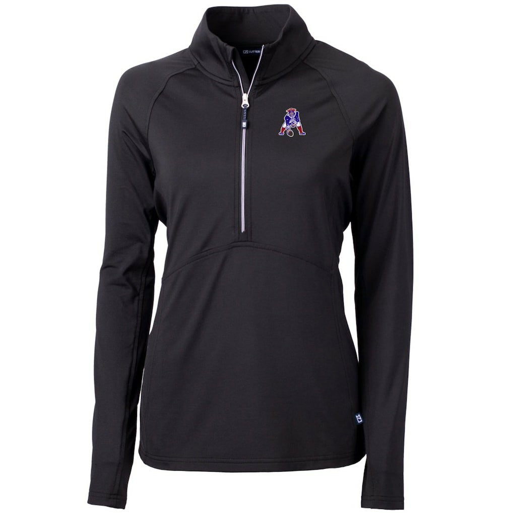 New England Patriots Cutter & Buck Women's Throwback Logo Adapt Eco Knit Stretch Recycled Half-Zip Pullover Top Black | NFL