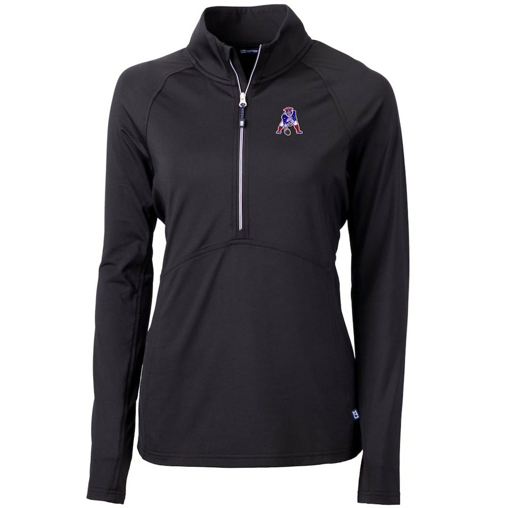New England Patriots Cutter & Buck Women's Throwback Logo Adapt Eco Knit Stretch Recycled Half-Zip Pullover Top Black | NFL