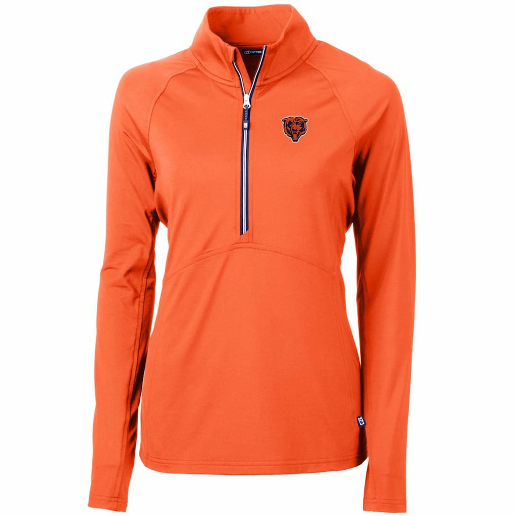 Chicago Bears Cutter & Buck Women's Throwback Logo Adapt Eco Knit Stretch Recycled Half-Zip Pullover Top Orange | NFL