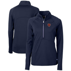 Chicago Bears Cutter & Buck Women's Throwback Logo Adapt Eco Knit Stretch Recycled Half-Zip Pullover Top Navy | NFL