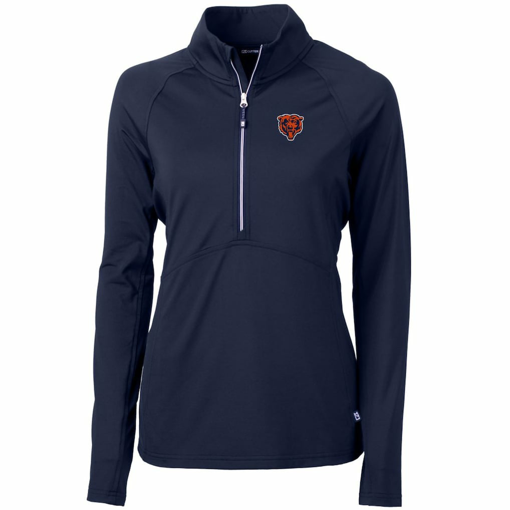 Chicago Bears Cutter & Buck Women's Throwback Logo Adapt Eco Knit Stretch Recycled Half-Zip Pullover Top Navy | NFL
