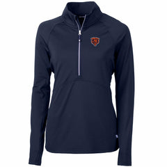 Chicago Bears Cutter & Buck Women's Throwback Logo Adapt Eco Knit Stretch Recycled Half-Zip Pullover Top Navy | NFL