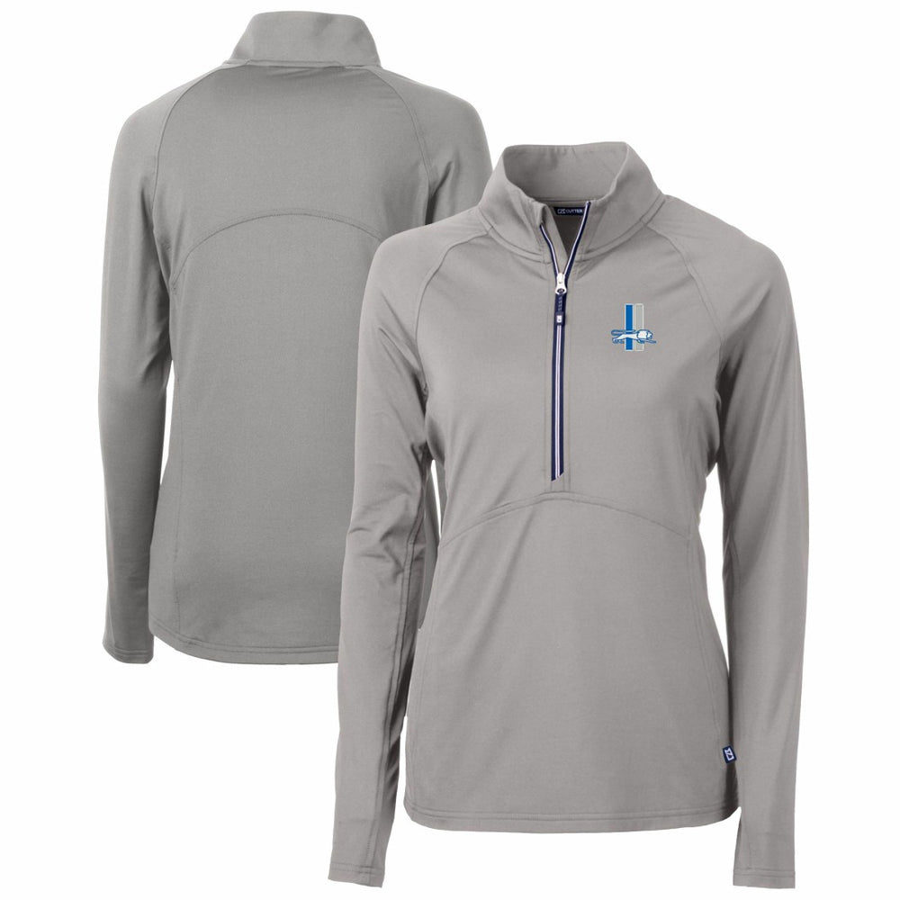 Detroit Lions Cutter & Buck Women's Throwback Logo Adapt Eco Knit Stretch Recycled Half-Zip Pullover Top Gray | NFL