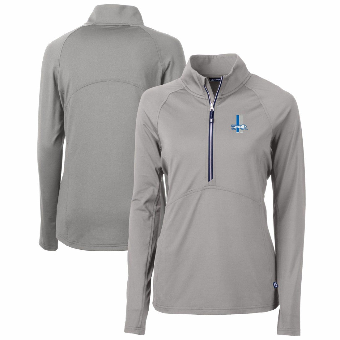 Detroit Lions Cutter & Buck Women's Throwback Logo Adapt Eco Knit Stretch Recycled Half-Zip Pullover Top Gray | NFL