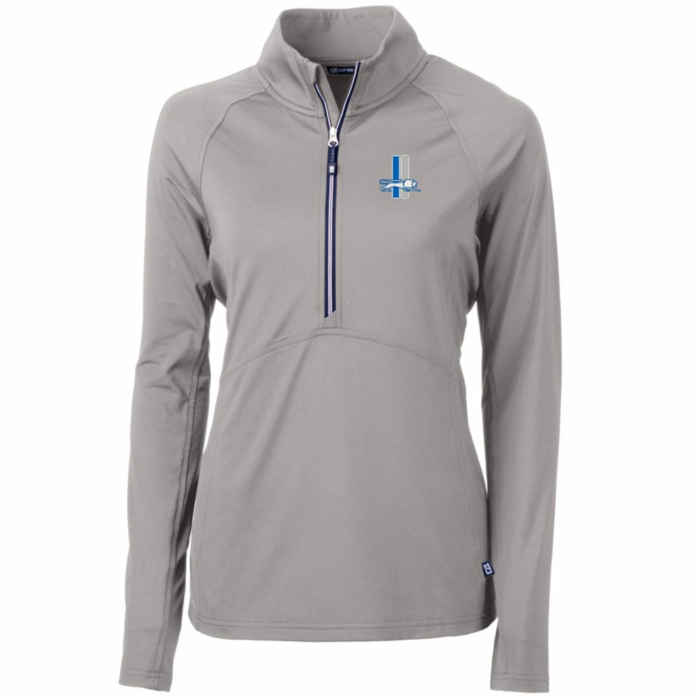Detroit Lions Cutter & Buck Women's Throwback Logo Adapt Eco Knit Stretch Recycled Half-Zip Pullover Top Gray | NFL