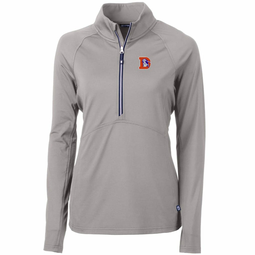 Denver Broncos Cutter & Buck Women's Throwback Logo Adapt Eco Knit Stretch Recycled Half-Zip Pullover Top Gray | NFL