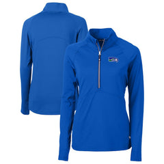 Seattle Seahawks Cutter & Buck Women's Throwback Logo Adapt Eco Knit Stretch Recycled Half-Zip Pullover Top Royal | NFL