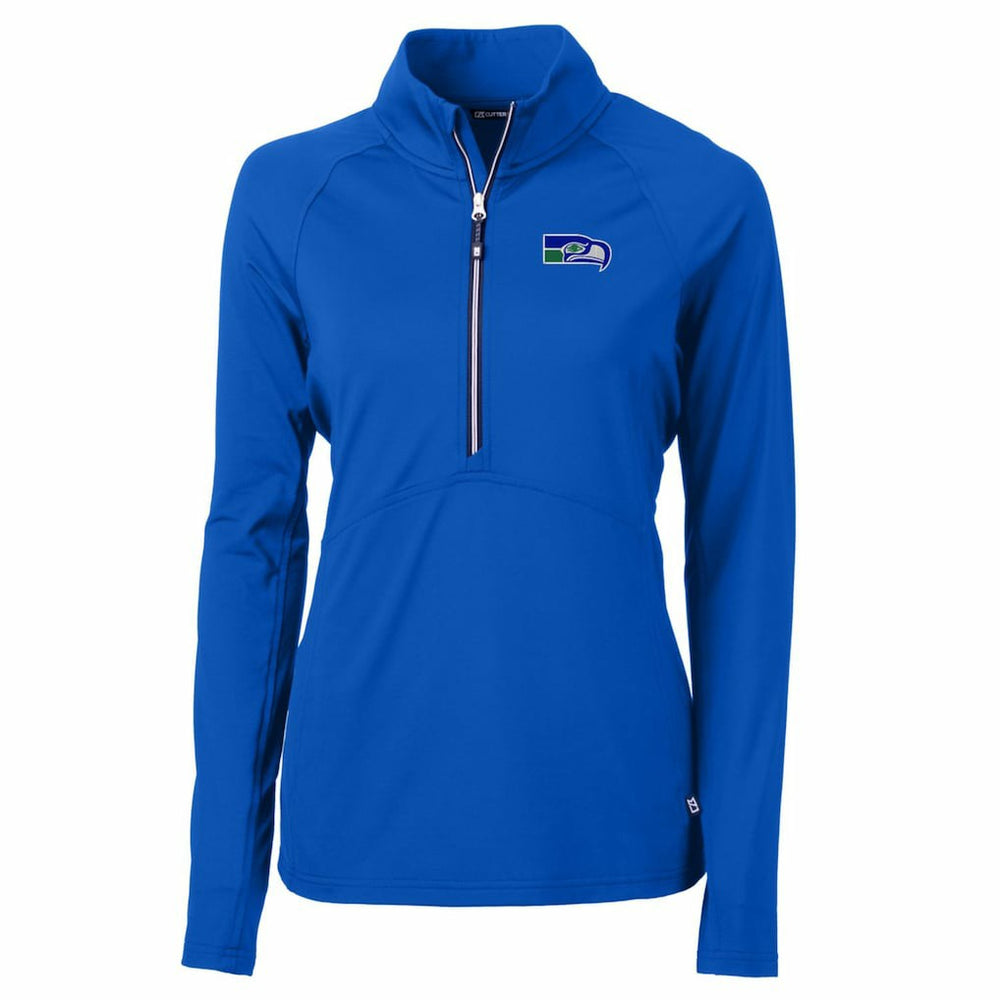 Seattle Seahawks Cutter & Buck Women's Throwback Logo Adapt Eco Knit Stretch Recycled Half-Zip Pullover Top Royal | NFL