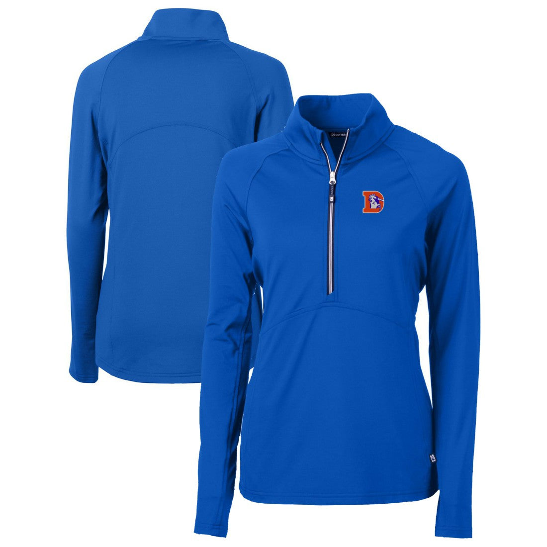 Denver Broncos Cutter & Buck Women's Throwback Logo Adapt Eco Knit Stretch Recycled Half-Zip Pullover Top Royal | NFL
