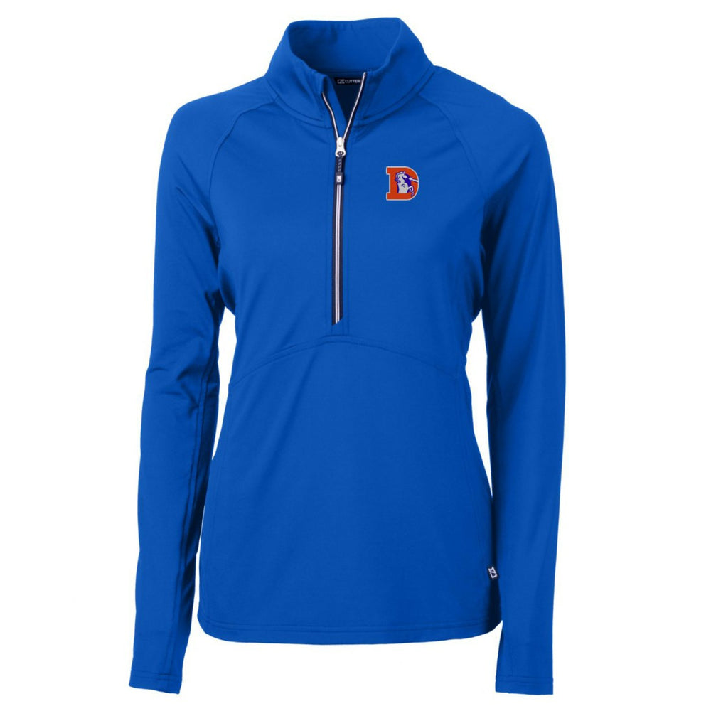 Denver Broncos Cutter & Buck Women's Throwback Logo Adapt Eco Knit Stretch Recycled Half-Zip Pullover Top Royal | NFL