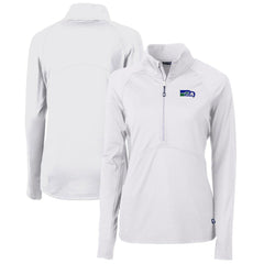 Seattle Seahawks Cutter & Buck Women's Throwback Logo Adapt Eco Knit Stretch Recycled Half-Zip Pullover Top White | NFL