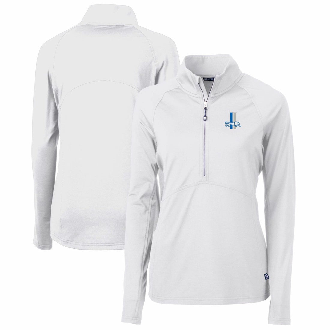 Detroit Lions Cutter & Buck Women's Throwback Logo Adapt Eco Knit Stretch Recycled Half-Zip Pullover Top White | NFL