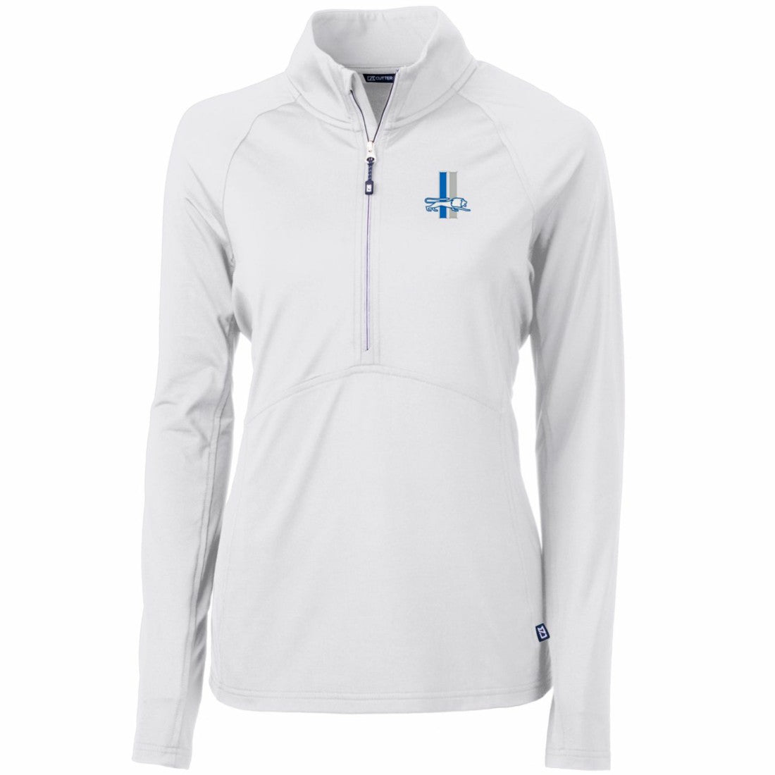 Detroit Lions Cutter & Buck Women's Throwback Logo Adapt Eco Knit Stretch Recycled Half-Zip Pullover Top White | NFL