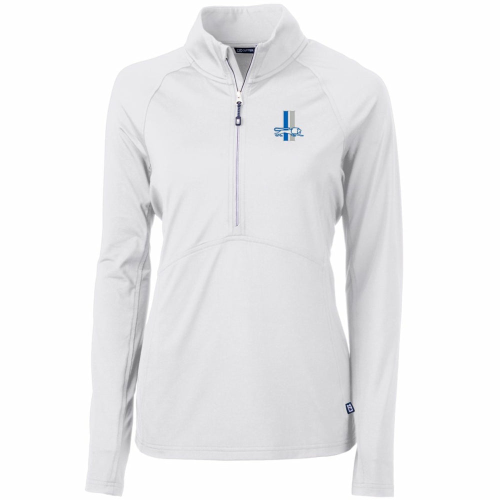 Detroit Lions Cutter & Buck Women's Throwback Logo Adapt Eco Knit Stretch Recycled Half-Zip Pullover Top White | NFL