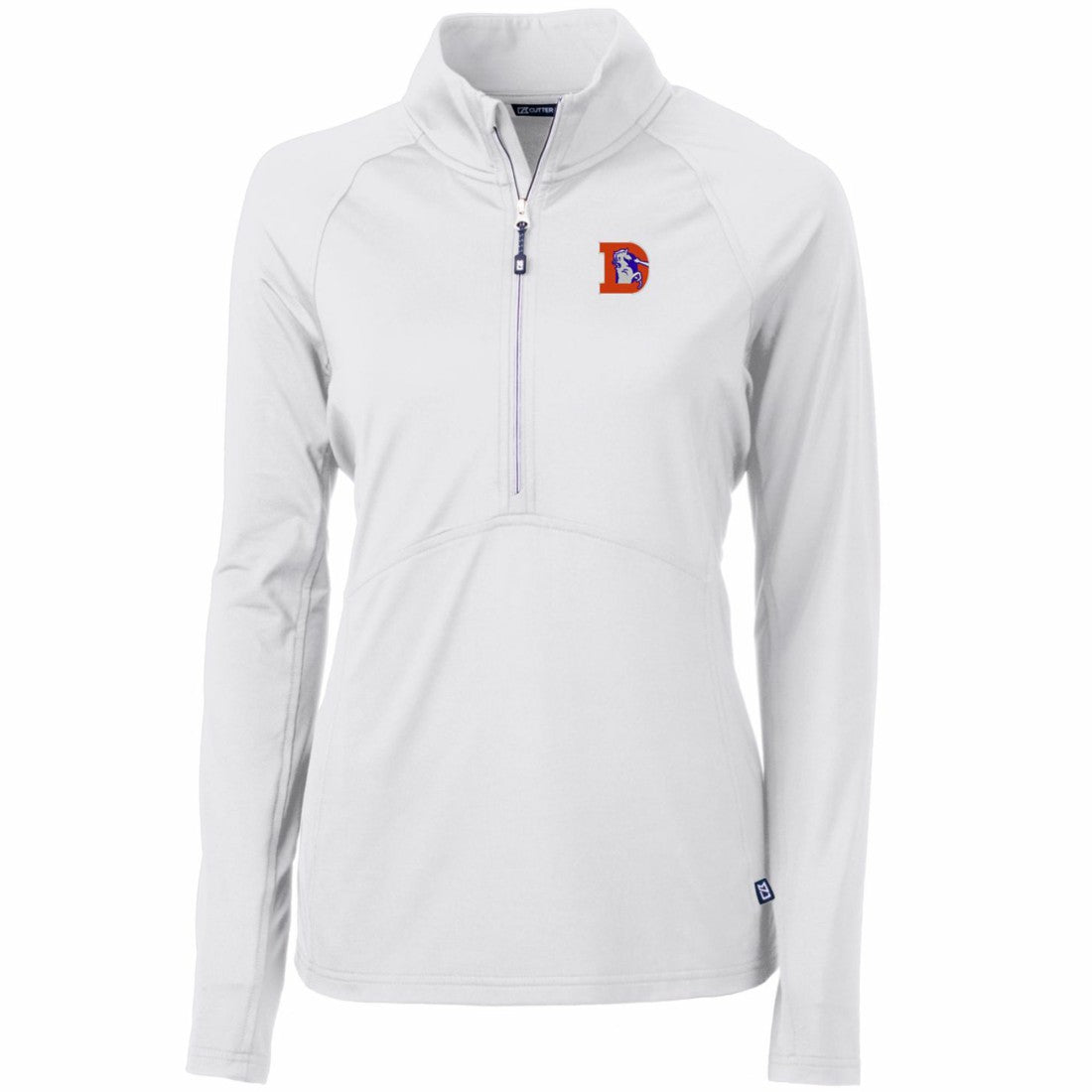 Denver Broncos Cutter & Buck Women's Throwback Logo Adapt Eco Knit Stretch Recycled Half-Zip Pullover Top White | NFL