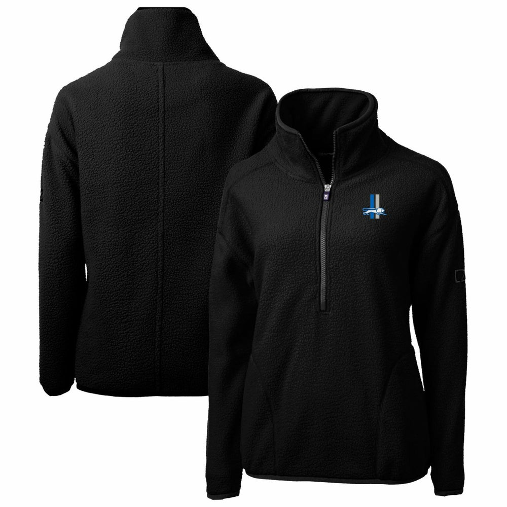 Detroit Lions Cutter & Buck Women's Throwback Logo Cascade Eco Sherpa Fleece Half-Zip Pullover Jacket Black | NFL