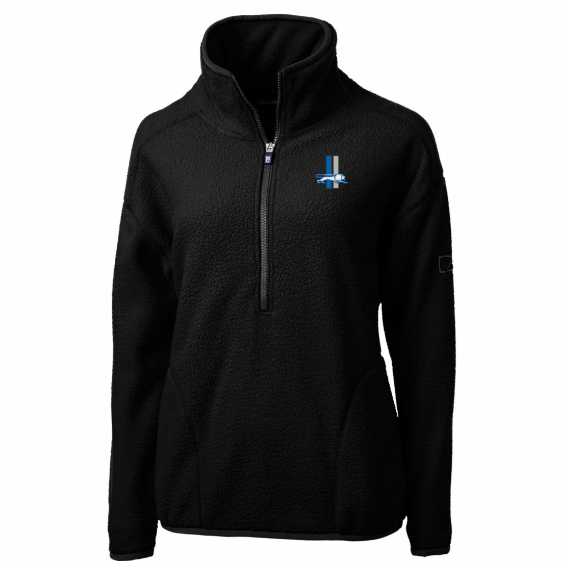 Detroit Lions Cutter & Buck Women's Throwback Logo Cascade Eco Sherpa Fleece Half-Zip Pullover Jacket Black | NFL