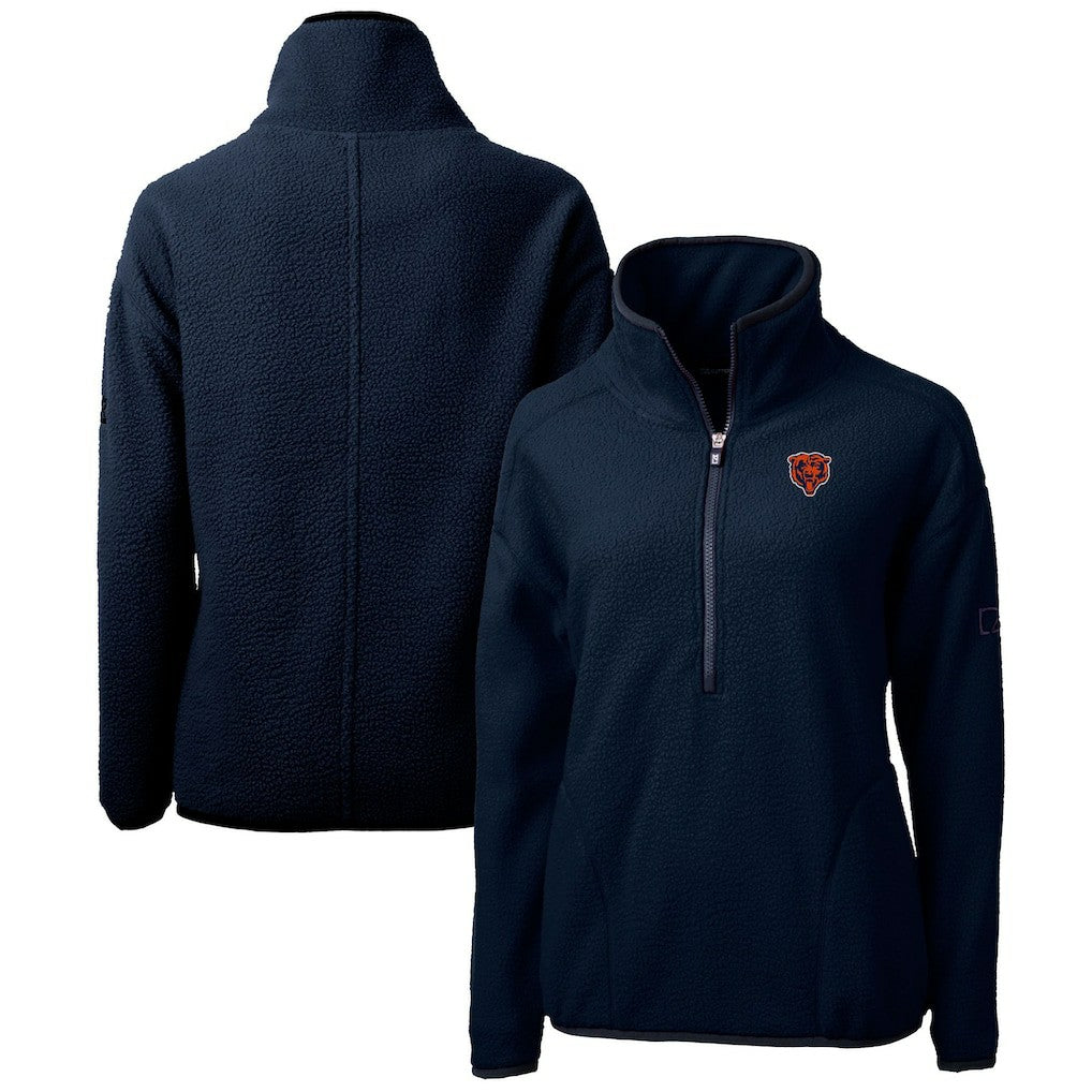 Chicago Bears Cutter & Buck Women's Throwback Logo Cascade Eco Sherpa Fleece Half-Zip Pullover Jacket Navy | NFL
