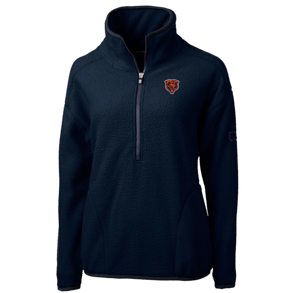 Chicago Bears Cutter & Buck Women's Throwback Logo Cascade Eco Sherpa Fleece Half-Zip Pullover Jacket Navy | NFL