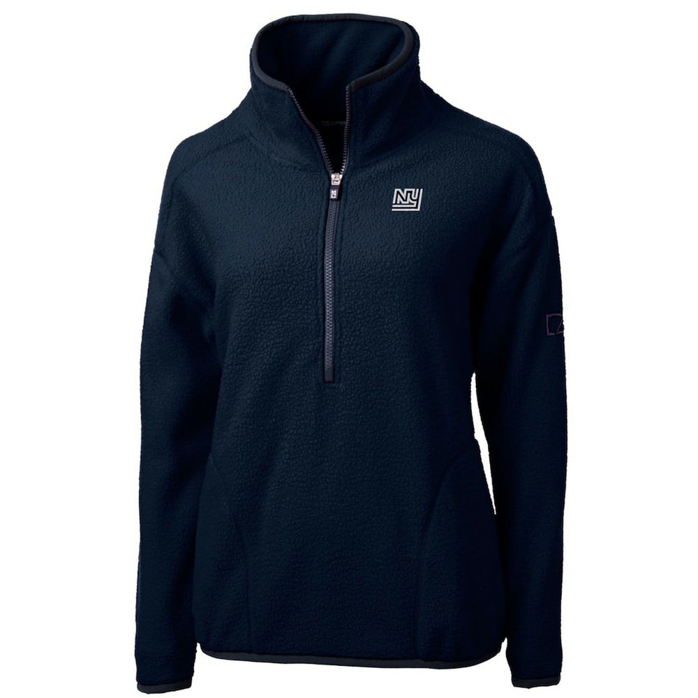 New York Giants Cutter & Buck Women's Throwback Logo Cascade Eco Sherpa Fleece Half-Zip Pullover Jacket Navy | NFL