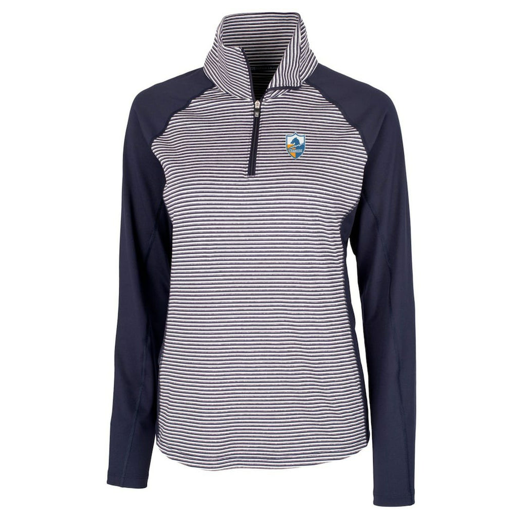 Los Angeles Chargers Cutter & Buck Women's Throwback Logo Forge Tonal Stripe Stretch Half-Zip Pullover Top Navy | NFL