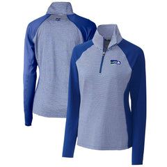 Seattle Seahawks Cutter & Buck Women's Throwback Logo Forge Tonal Stripe Stretch Half-Zip Pullover Top Royal | NFL