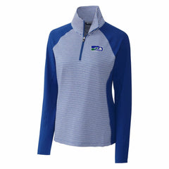 Seattle Seahawks Cutter & Buck Women's Throwback Logo Forge Tonal Stripe Stretch Half-Zip Pullover Top Royal | NFL