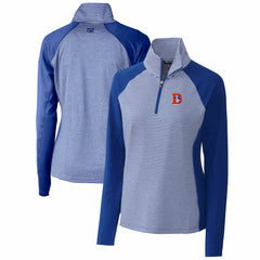 Denver Broncos Cutter & Buck Women's Throwback Logo Forge Tonal Stripe Stretch Half-Zip Pullover Top Royal | NFL