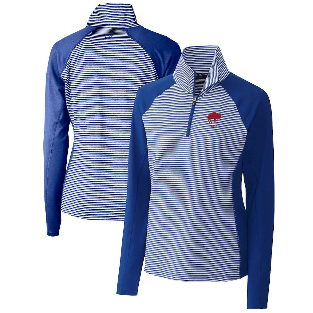Buffalo Bills Cutter & Buck Women's Throwback Logo Forge Tonal Stripe Stretch Half-Zip Pullover Top Royal | NFL