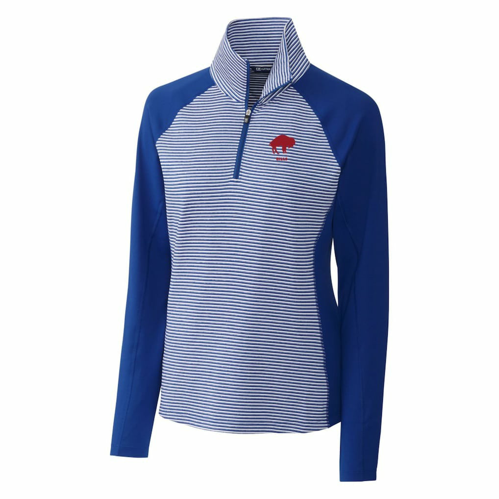 Buffalo Bills Cutter & Buck Women's Throwback Logo Forge Tonal Stripe Stretch Half-Zip Pullover Top Royal | NFL
