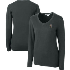 Cleveland Browns Cutter & Buck Women's Throwback Logo Lakemont Tri-Blend V-Neck Sweater Heather Charcoal | NFL