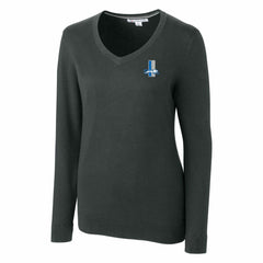 Detroit Lions Cutter & Buck Women's Throwback Logo Lakemont Tri-Blend V-Neck Sweater Heather Charcoal | NFL
