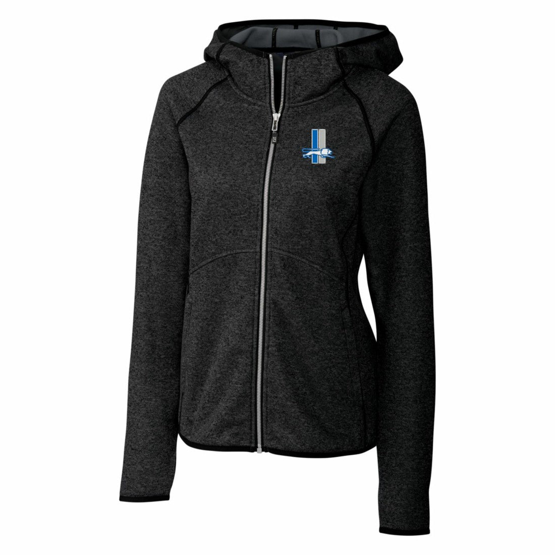 Detroit Lions Cutter & Buck Women's Throwback Logo Mainsail Full-Zip Jacket Heather Charcoal | NFL