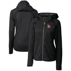 Denver Broncos Cutter & Buck Women's Throwback Logo Mainsail Full-Zip Jacket Heather Charcoal | NFL