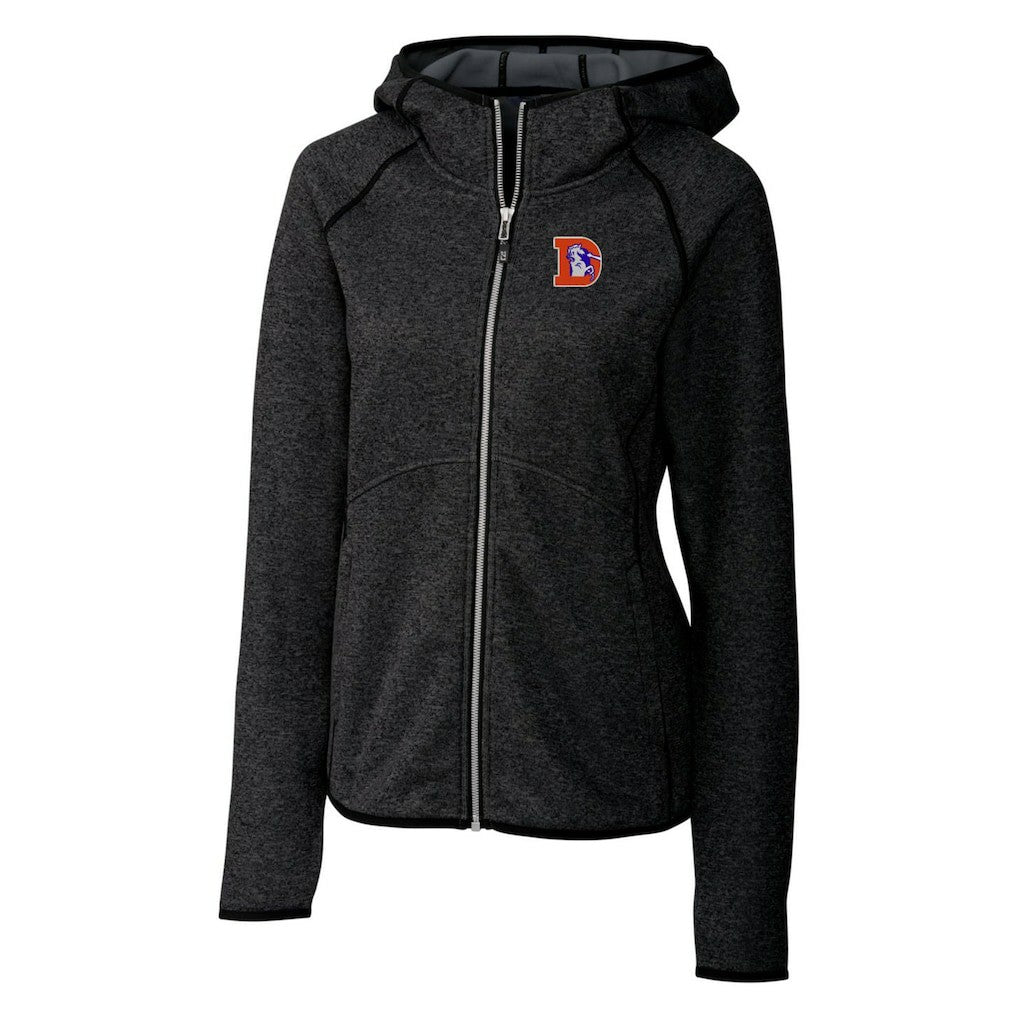 Denver Broncos Cutter & Buck Women's Throwback Logo Mainsail Full-Zip Jacket Heather Charcoal | NFL
