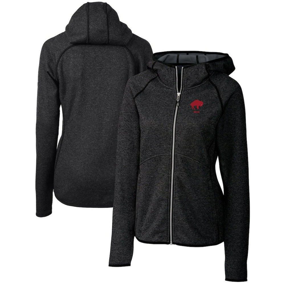 Buffalo Bills Cutter & Buck Women's Throwback Logo Mainsail Full-Zip Jacket Heather Charcoal | NFL