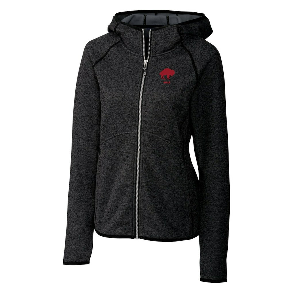Buffalo Bills Cutter & Buck Women's Throwback Logo Mainsail Full-Zip Jacket Heather Charcoal | NFL