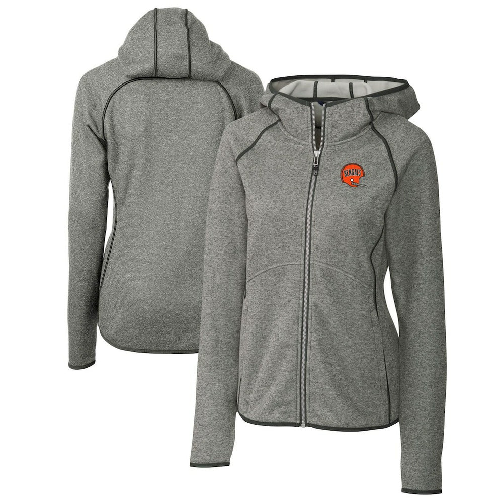 Cincinnati Bengals Cutter & Buck Women's Throwback Logo Mainsail Full-Zip Jacket Heather Gray | NFL