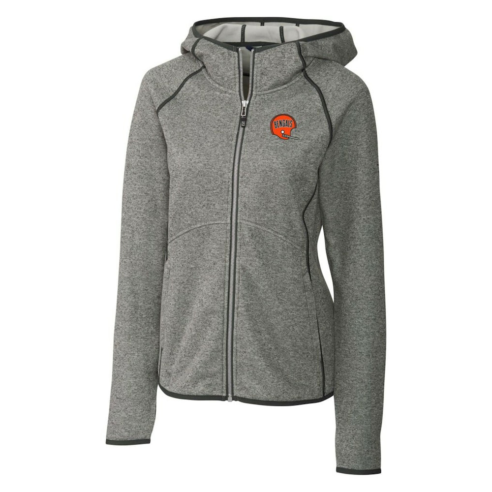 Cincinnati Bengals Cutter & Buck Women's Throwback Logo Mainsail Full-Zip Jacket Heather Gray | NFL