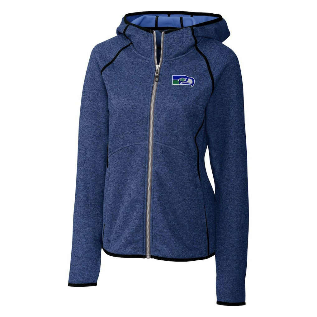 Seattle Seahawks Cutter & Buck Women's Throwback Logo Mainsail Full-Zip Jacket Heather Royal | NFL