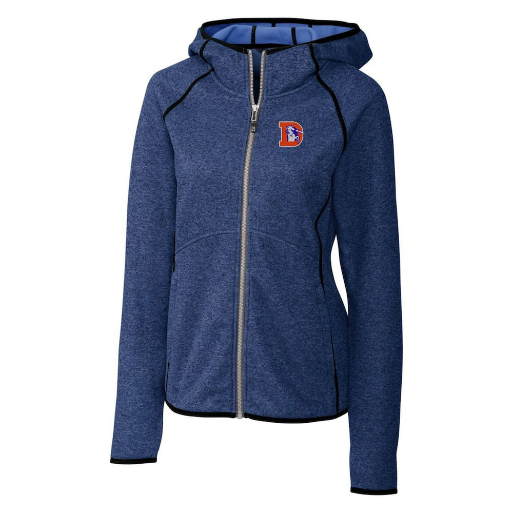Denver Broncos Cutter & Buck Women's Throwback Logo Mainsail Full-Zip Jacket Heather Royal | NFL