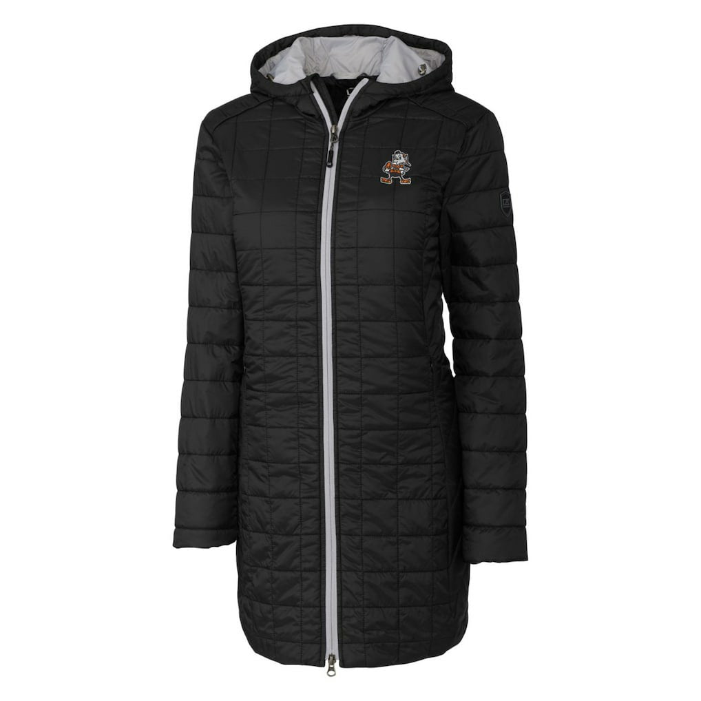 Cleveland Browns Cutter & Buck Women's Throwback Logo Rainier Primaloft Eco Full-Zip Hoodie Long Coat Black | NFL